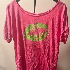 Pink Lip Print Women's Top